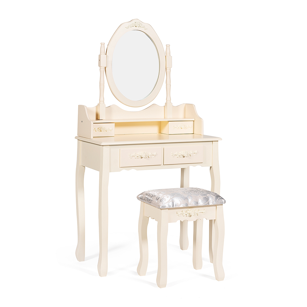 Туалетный столик с зеркалом и табуретом Secret De Maison ARNO ( mod. HX18-263 ) — слоновая кость