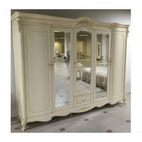 Шкаф 5-дверный "Милано" с 3-мя зеркалами — Слоновая кость (MK-8007-IV)