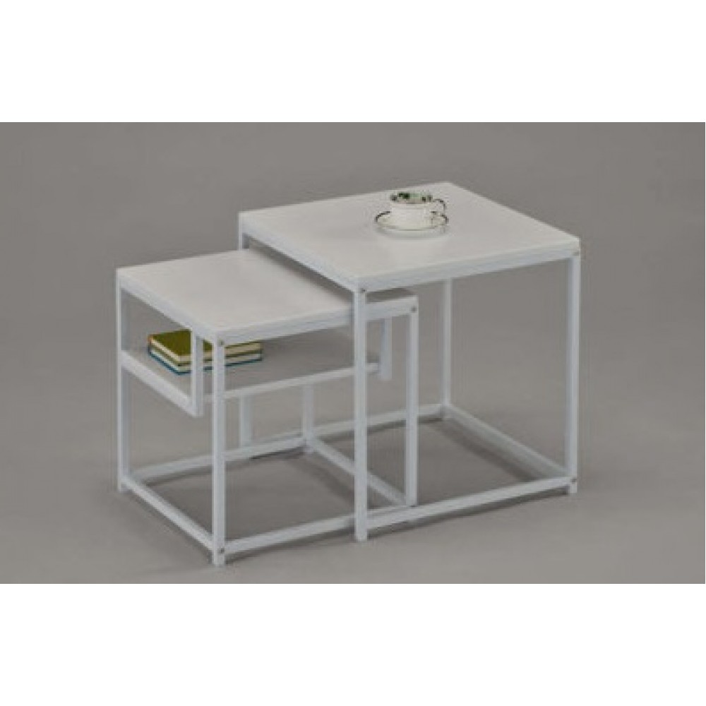Комплект из 2-х квадратных столиков — Белый (MK-6308-WT)