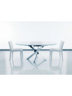 Стол BARONE (01.92) G093 хром/С150 э-бел. гл. стекло, L021алюм.вставка — белый
