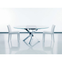 Стол BARONE (01.92) G093 хром/С150 э-бел. гл. стекло, L021алюм.вставка — белый