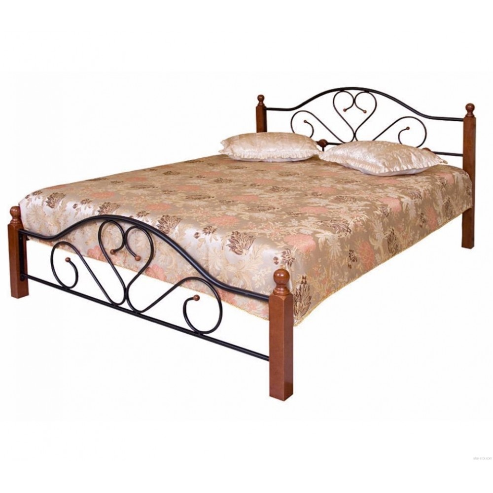 Кровать "FD 802" (решетка металлическая) 140*203см —  Rose Oak (Темная вишня) (MK-1908-RO)