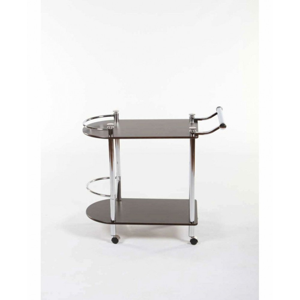 (VT-S-02) Сервировочный столик (MK-2315) (МДФ+хромир-й металл)  цвет: Темный орех