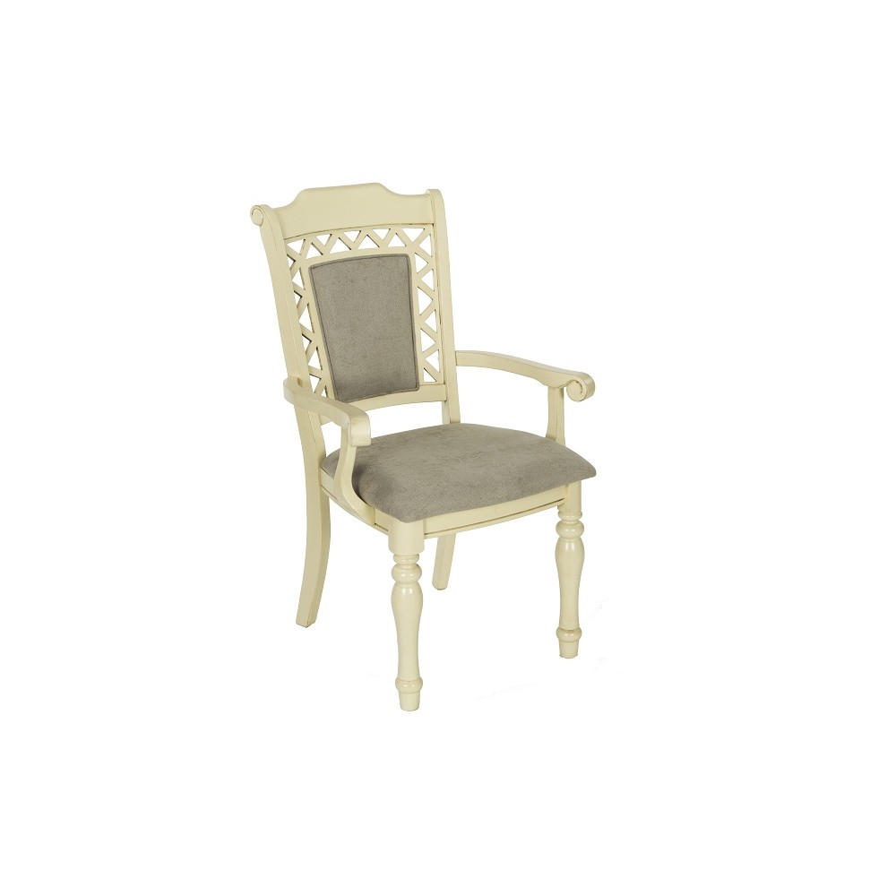 Кресло "Шарлиз (CHARLIZE)" с мягким сиденьем и спинкой —  Ivory (Кремовый с темной патиной) (MK-4521-IV)