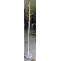 Вешалка напольная "MK-2371-WT" —  Белый/Натуральное дерево