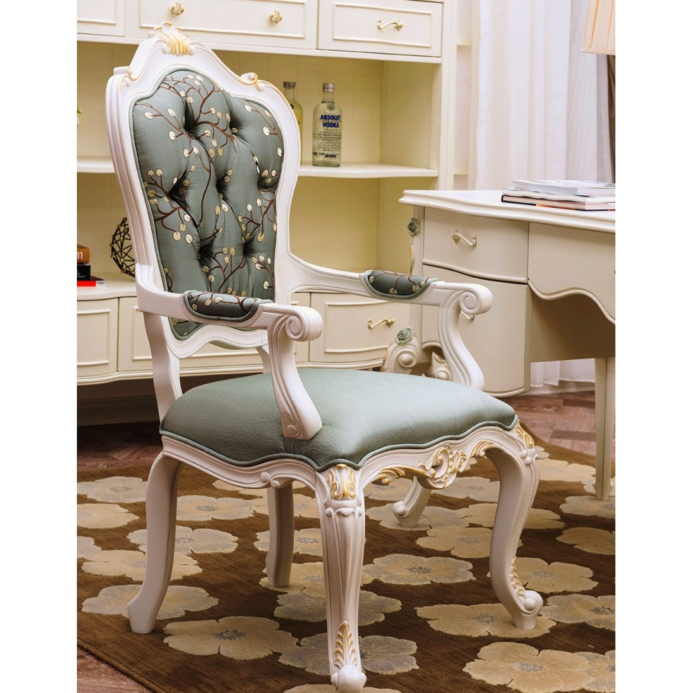 Кресло для кабинета "Шанталь (Shantal)" —  Белый (с золотом) (MK-5099-WG)