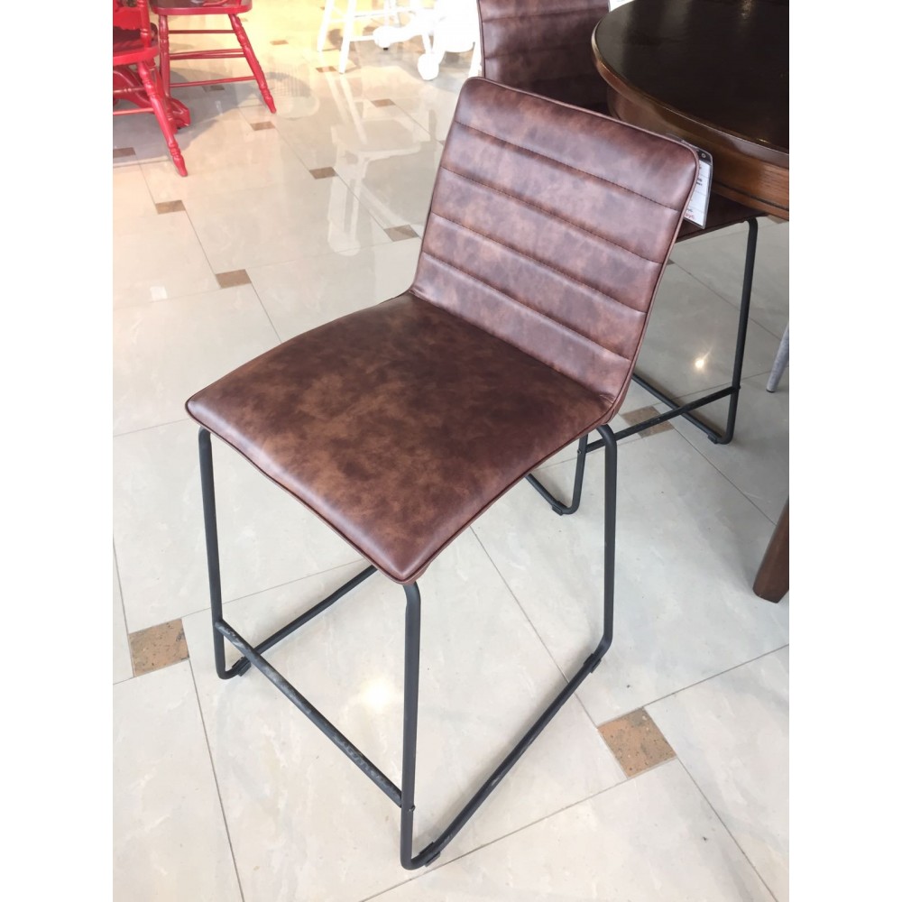 Барный стул "Вестон (Veston)" обитый экокожей —  Красно-оранжевый (MK-4325-FL)