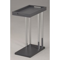 Приставной столик "MK-2390-GR. (SR-1432-GR)" со съёмным подносом —  Серый/хром