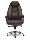 Кресло компьютерное Босс люкс (Boss lux) хром — коричневый/коричневый перфорированный