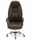 Кресло компьютерное Босс (Boss) хром — кож/зам (коричневый/коричневый перфорированный (2 TONE/2 TONE /06)