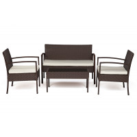 Лаундж сет (диван+2кресла+столик+подушки) (mod. 210000) — коричневый (ткань: DB-02 бежевый)