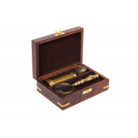 Подарочный набор лупа/компас/подзорная труба в деревянной коробке Secret De Maison ( mod. 37257 ) — античная медь