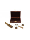 Подарочный набор лупа/компас/подзорная труба в деревянной коробке Secret De Maison ( mod. 37257 ) — античная медь