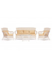 Комплект для отдыха Андреа (ANDREA) (диван + 2 кресла + журн. столик со стеклом  + подушки) — цвет кремовый