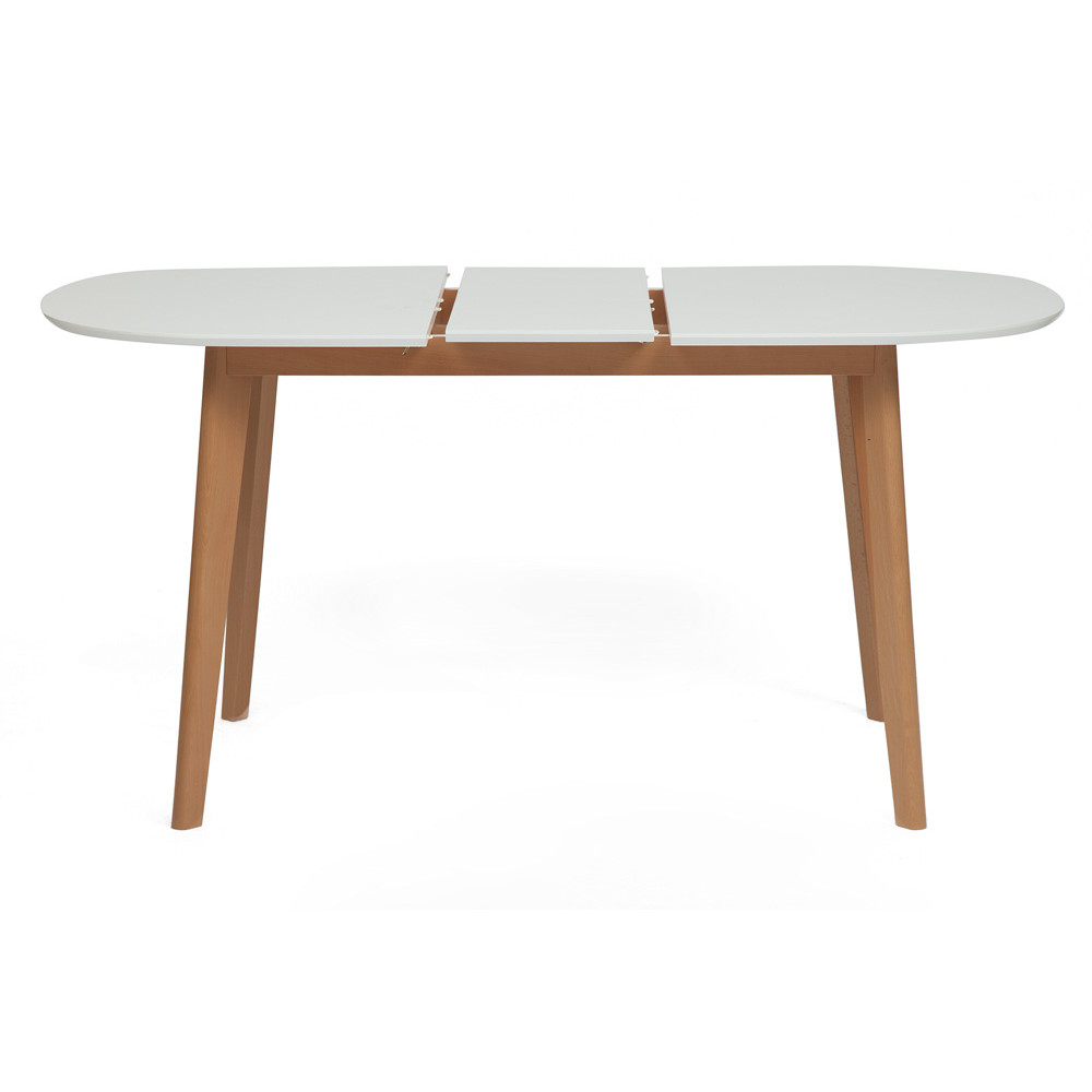 стол белый кухонный с деревянными ножками раздвижной