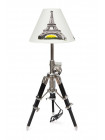 Настольная лампа на треноге # 46139/46520 сплав алюминий/латунь, дерево, абажур текстиль, никель/черный