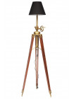 Напольная лампа на треноге # 46142 сплав алюминий/латунь, дерево, абажур текстиль, цвет: Античная медь (Antique Brass)