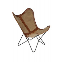 Кресло Secret De Maison NEWTON ( mod. M-4201 ) металл/кожа буйвола/ткань, коричневый, ткань: винтаж