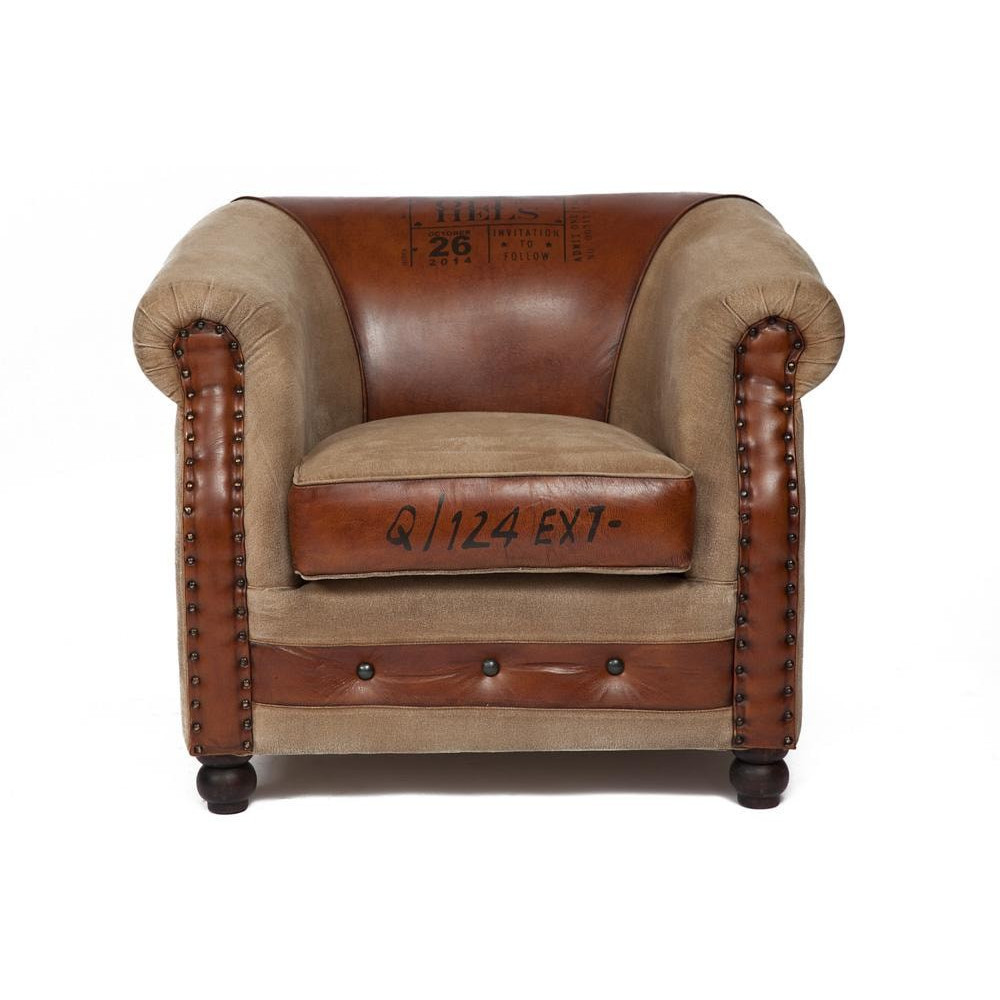Кресло Secret De Maison APPAREIL ( mod. M-8119 ) кожа буйвола / ткань,  коричневый, ткань: винтаж