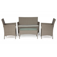 Лаундж сет (диван+2кресла+столик+подушки) (mod. 210013 А) пластиковый ротанг, 108х62х83см/60х62х83см/80х48х39см, серый, ткань: DB-11 светло-серый