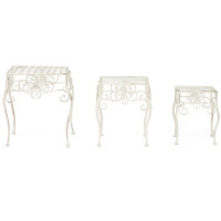 Столики Secret de Maison (набор 3 шт) GARDEN (mod. PL08-5824) металл, 30х37/25х31/21х26см, белый антик (antique white)