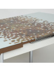 Стол MARMARIS (Mod.18) металл,мдф, стекло, бело-коричневый узор